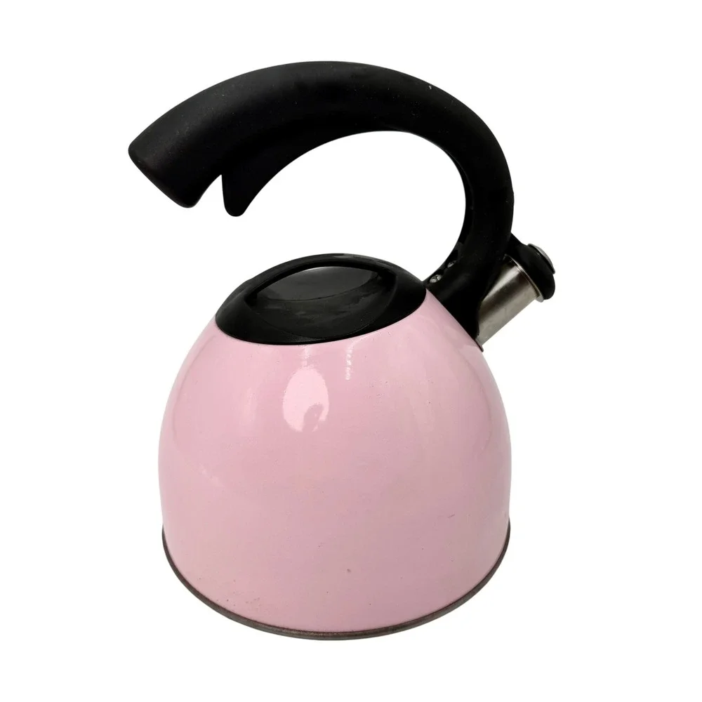 Pink Whistling Tea Kettle‎ Enamel Stainless Steel Retro Stovetop Water Boiler